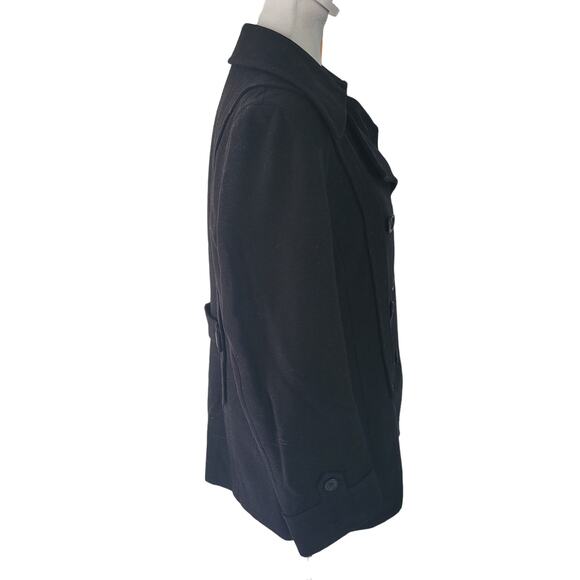 J. Crew Size est 6 Women's Black Double Breasted Short Length Gray Wool Pea Coat - Picture 2 of 10